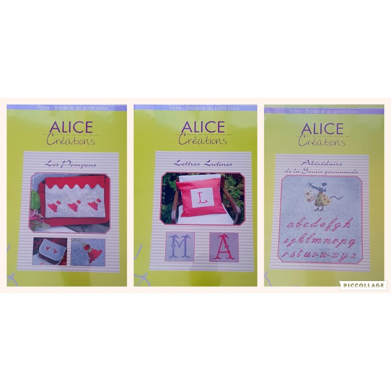 Lot 3 fiches Alice Creations